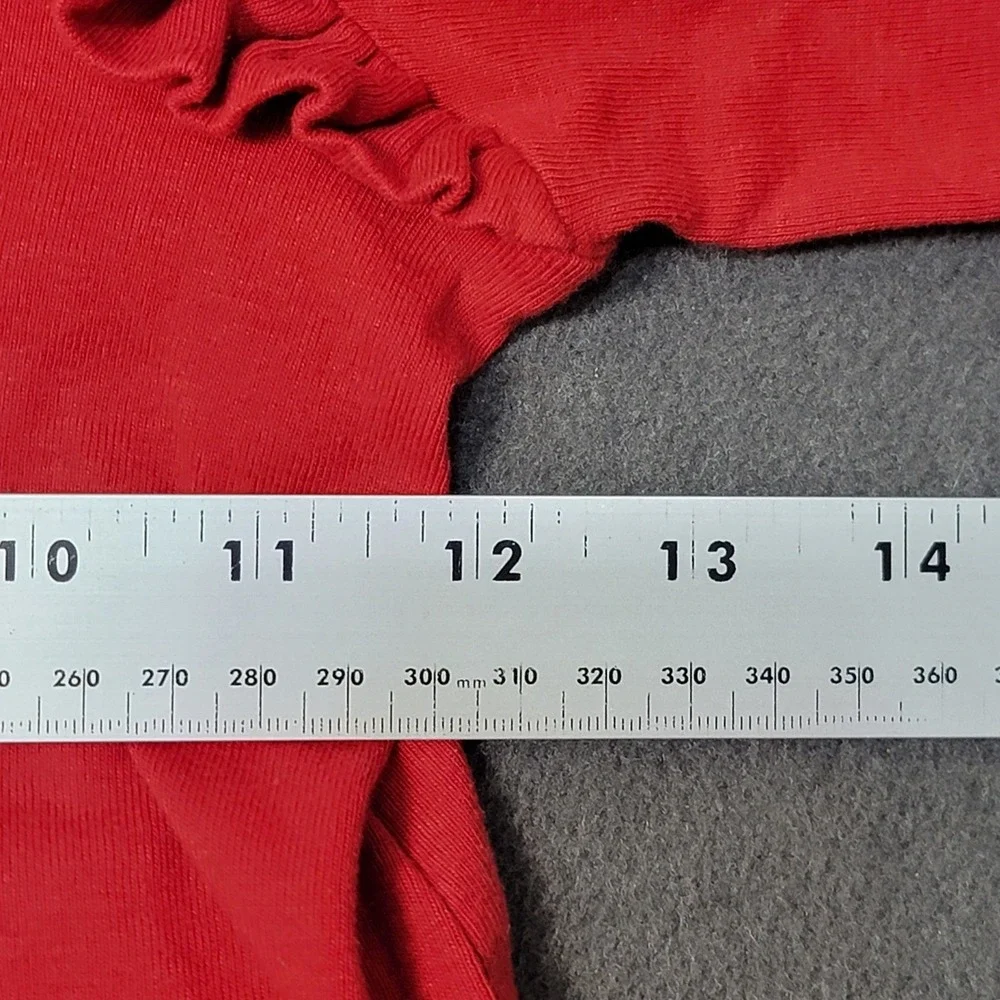 Polo Ralph Lauren Girls Red Ruffle‎ Shoulder Long Sleeve Top Smocked Cuff Size 6